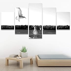 SIGNWIN 5 Panel Canvas Wall Art Bird on...