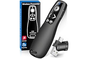 USB Type C Presentation Clicker Wireless Presenter Remote for PowerPoint, Powerpoint Clicker with Volume Control PowerPoint S