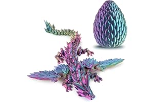 Dxldfks 3D Printed Dragon with Egg, Articulated Crystal 9" Winged Dragons and 5.5" Eggs for Easter Basket Stuffers Home Office Decoration Gift, PurpleYellowBlue