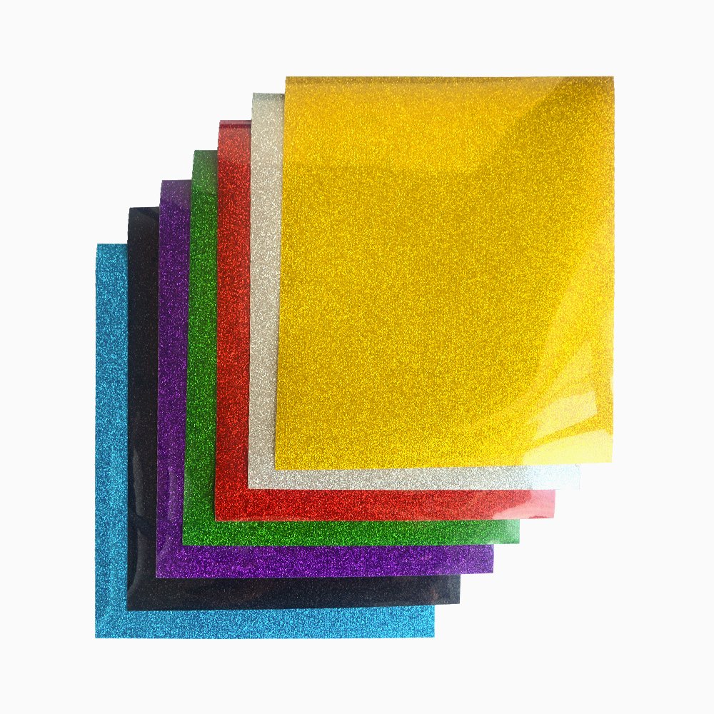 Assorted Colors Glitter Heat Transfer Vinyl Glitter Iron on Vinyl Sheets for T