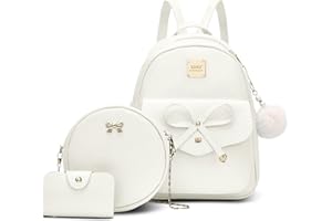 Aogist Mini Leather Backpack Purse 3-Pieces Fashion Bowknot Zipper Bags Cute Casual Travel Daypacks for and Women