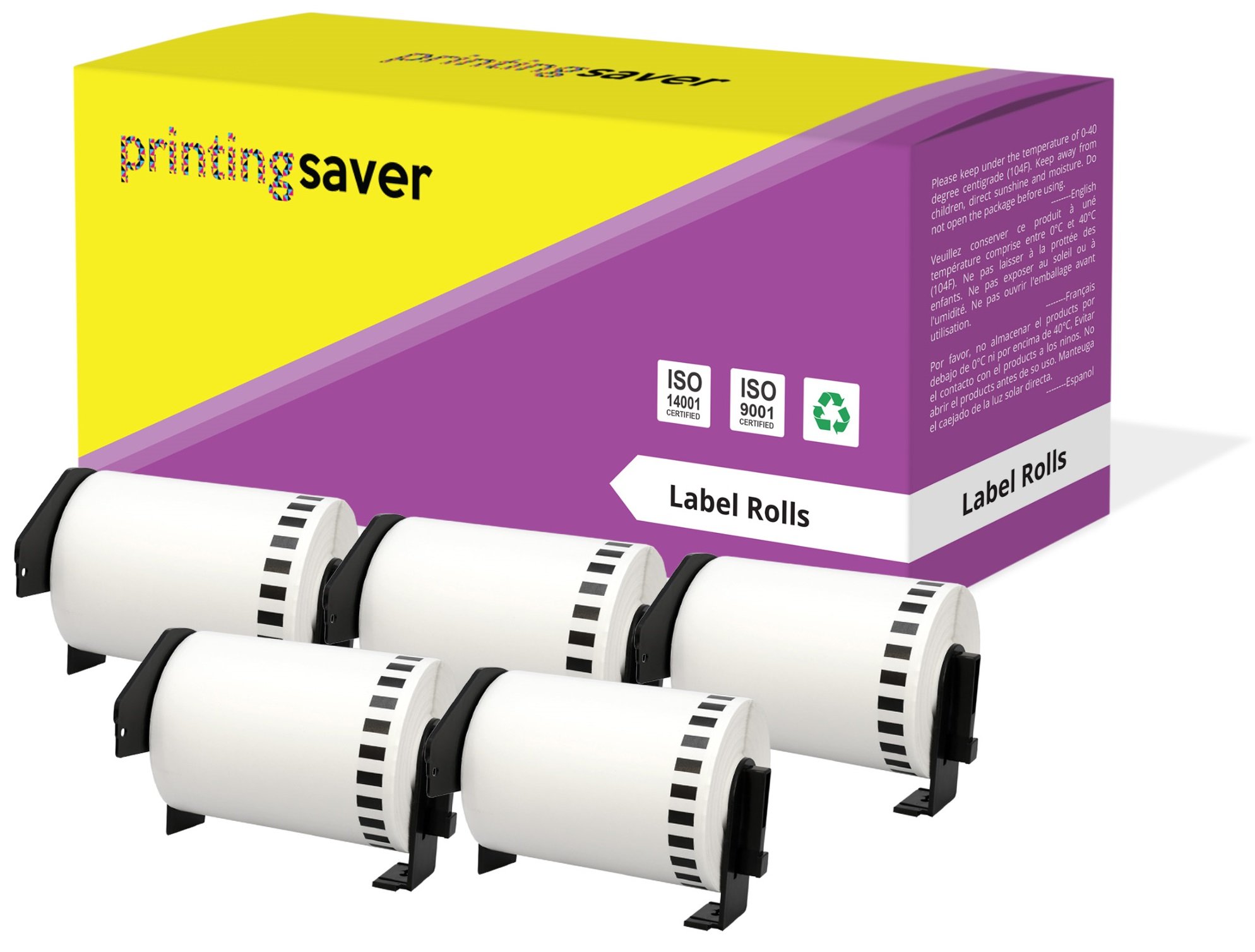 5X DK-22243 102 mm x 30.48 m Compatible Continuous Paper Label Tapes for P-Touch QL-1050, QL-1050N, QL-1060N, QL-1100, QL-1110NWB Label Printers