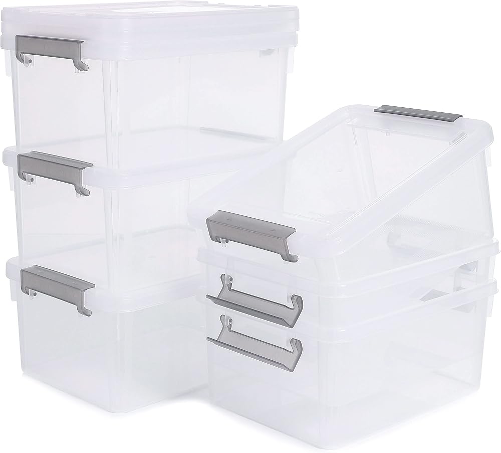 Citylife 6 Pack 3L Small Storage Boxes with Lids Transparent Stackable