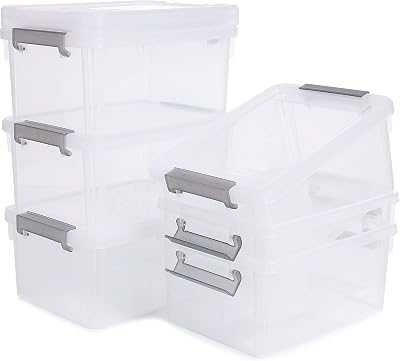 Citylife 6 Pack 3L Small Storage Boxes with Lids Transparent Stackable