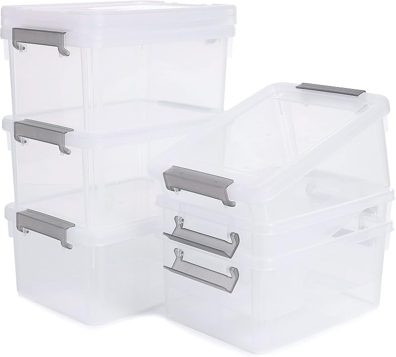 Citylife 6 Pack 3L Small Storage Boxes with Lids Transparent Stackable