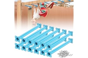 SUNSHINE FARMRE 16.5 Inch Monkey Bars Kit Playground Monkey Bar Ladder Rungs for Backyard Indoor Outdoor Kids Metal Monkey Bars Swing Set Playset Accessories (Blue, 12 Pcs)