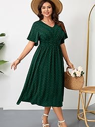 RWJ Women's Plus Size Maxi Dress Flutter Casual V