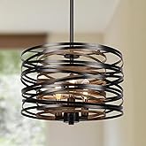 12.6'' Farmhouse Chandeliers for Dining Room, 3-Light Industrial Metal Hanging Light Fixture, Rustic Drum Pendant Light for E