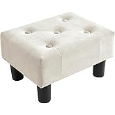 Poofzy Small Foot Stool Ottoman, Velvet Ottoman Foot Rest with Legs, Rectangle Foot Rest for Couch, Footstools and Ottomans Small for Living Room and Entryway (Beige)