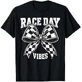 Race Day Vibes Checkered Coquette Bow Car Racing Men Women T-Shirt