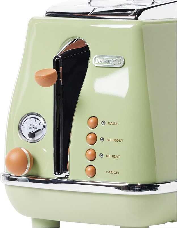CTOV 2103.GR Icona Vintage Toaster 900 W, 2 fatias, Aço Inoxidável, verde