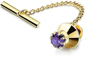 HAWSON Mens Tie Tack with Chain Round Crystal Wedding Business Accessories