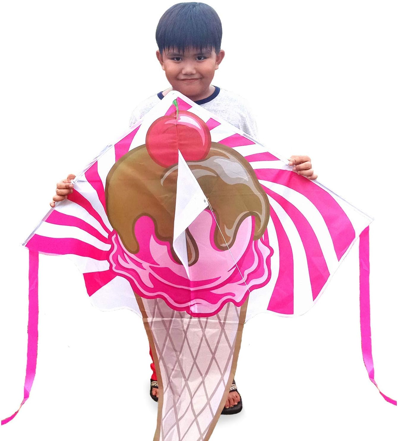 2 Pack Kites for Kids Ages 4-8 - Large Rainbow Kite and Ice Cream Kite for Boys and Girls with 50 LB x 328-ft - Twisted Kite Line - Easy to Fly and Easy to Assemble Kids Kites, Weatherproof Beach Kite: Toys & Games