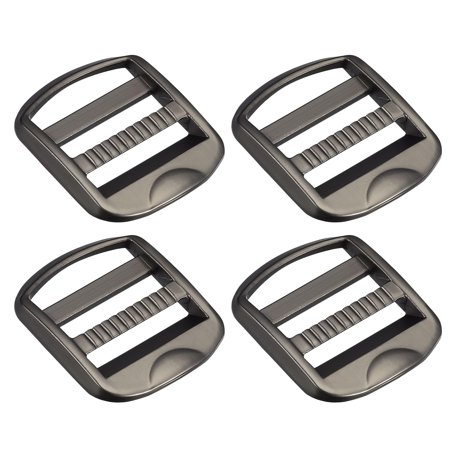 Uxcell Metal Ladder Buckle Slider Tri-Glider Metal Adjustable Buckles, 4pcs 25mm(1") Inner Width for Webbing Backpack Strap, Matt Gun-black