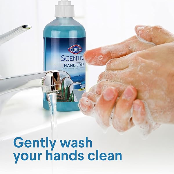 CLOROX SCENTIVA LIQUID HAND SOAP, PACIFIC BREEZE & COCONUT SCENT – BLEACH-FREE SCENTED HAND HAND WASH WITH ALOE VERA & PROVITAMIN B5 FOR KITCHEN OR BATHROOM, 14 FL OZ – 2 PACK