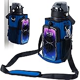 RivuletCore Magnetic Gym Water Bottle Bag Holder Carrier with Phone Pocket and Shoulder Strap Crossbody Sling Cup Pouch Sleeve Workout Essentials for Men and Women