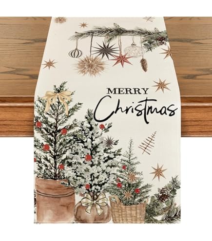 SUNOLIFE Merry Christmas Table Runner Xmas Tree Kitchen Dining Table Decorations 13 X 72 Inch SUNOLIFE Merry Christmas Table Runner Xmas Tree Kitchen Dining Table Decorations 13 X 72 Inch
