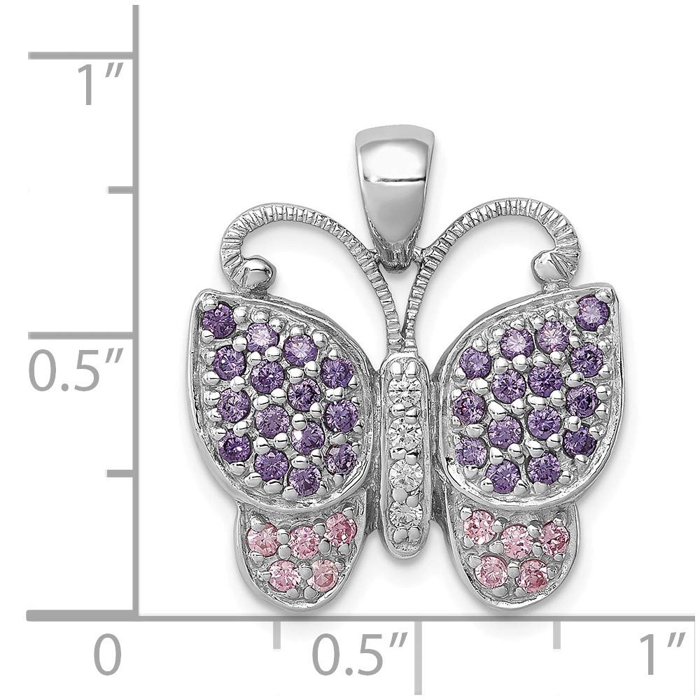 Sterling Silver Polished with CZ Butterfly Charm Pendant