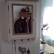 Schlüsselschrank Schlüsselkasten antik weiß mit Spiegel Landhaus