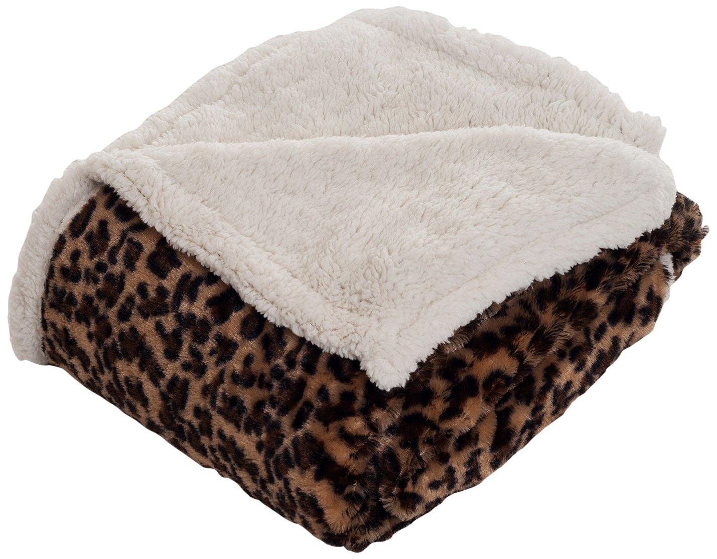 Bedford Home Leopard Throw Blanket-Fleece/Sherpa