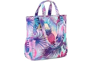 Beach Tote Bag for Women,VASCHY Lightweight Water Resistant Fold-able Large Pool Tote Bag w Zipper for Vocation