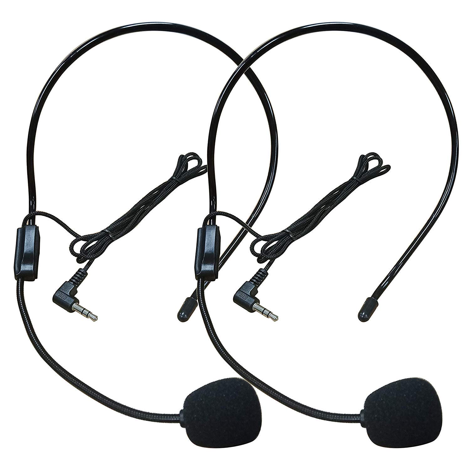 zdyCGTime 3.5mm Audio Male to Portable Headworn Microphone for Mic System,Voice Amplifier,Speakers,Teachers, conferences, speeches, Drama Performances, Tour Guides.(2pack-1M)