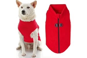 Gooby - Zip Up Fleece Vest, Fleece Jacket Sweater with Zipper Closure and Leash Ring, Red, Medium