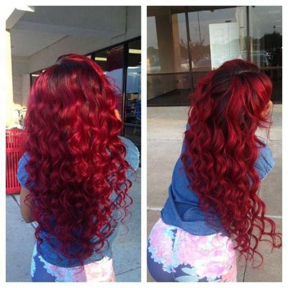 Amazon Com Fashion Curly 1b Ombre Burgundy Dark Roots 3inch