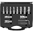 VEVOR Annular Cutter Set, 13 pcs Weldon Shank Mag Drill Bits, 1" Cutting Depth, 7/16" to 1-1/16" Cutting Diameter, M2AL HSS, 2 Pilot Pins, Hex Wrench and Portable Case, for Using with Magnetic Drills
