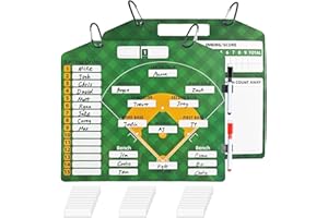Magnetic Baseball Lineup Board for Dugout - Liulinax Double-Sided Softball Lineup Cards, Dry Erase Coach Clipboard with 35 Sh