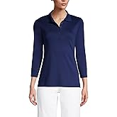 Lands' End Women's 3/4 Sleeve American-Grown Supima Cotton Polo Shirt