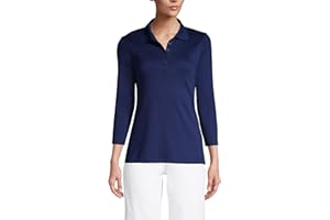 Lands' End Women's 3/4 Sleeve American-Grown Supima Cotton Polo Shirt