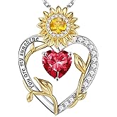 Iefil Valentines Day Gifts for Her - 925 Sterling Silver Sunflower Necklaces for Women, You Are My Sunshine Necklaces, Anniversary Birthday Gifts for Women Wife Girlfriend