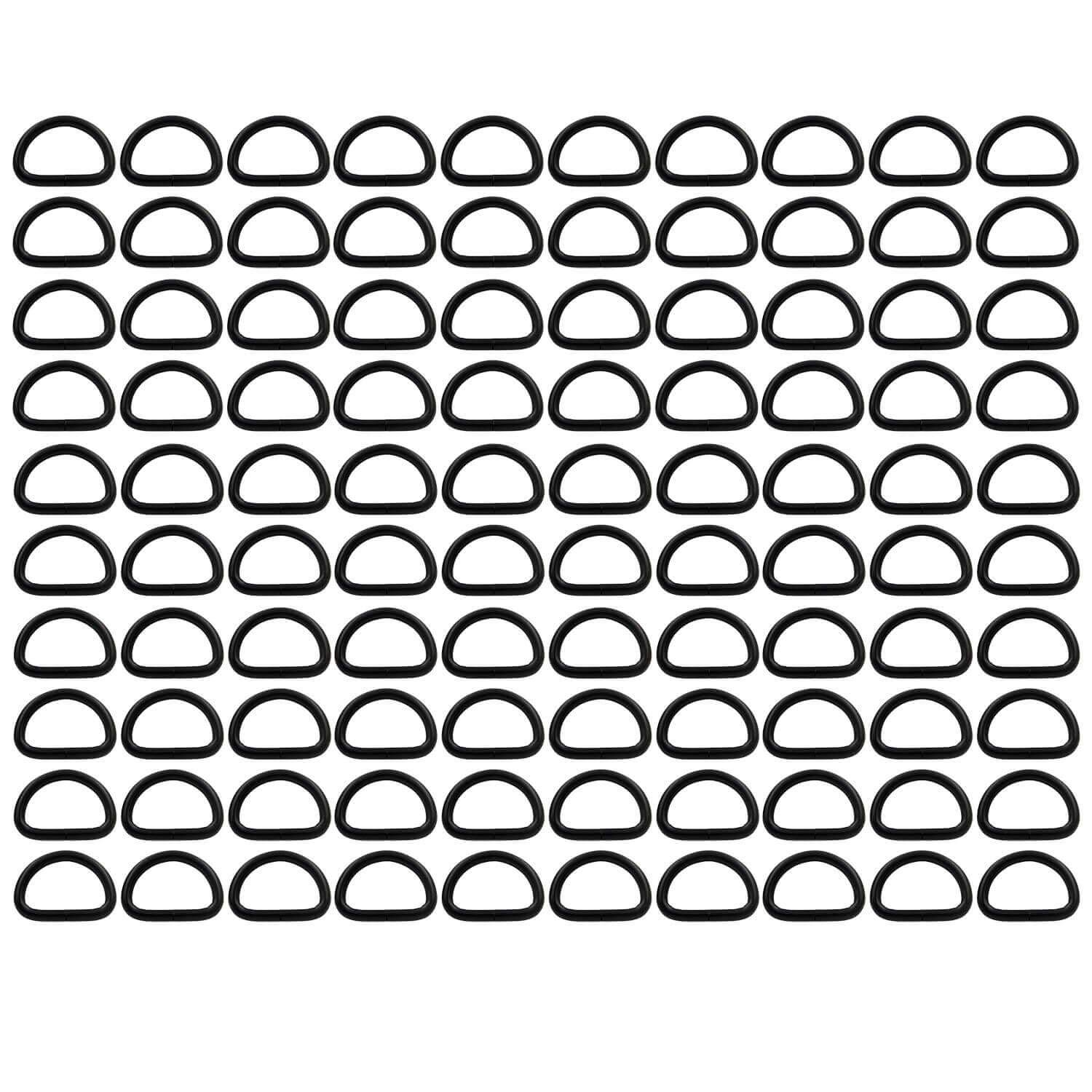 BIKICOCO Metal D-Rings Buckle, 5/8 Inch Non-Welded for Webbing Sewing DIY - Black - Pack of 100