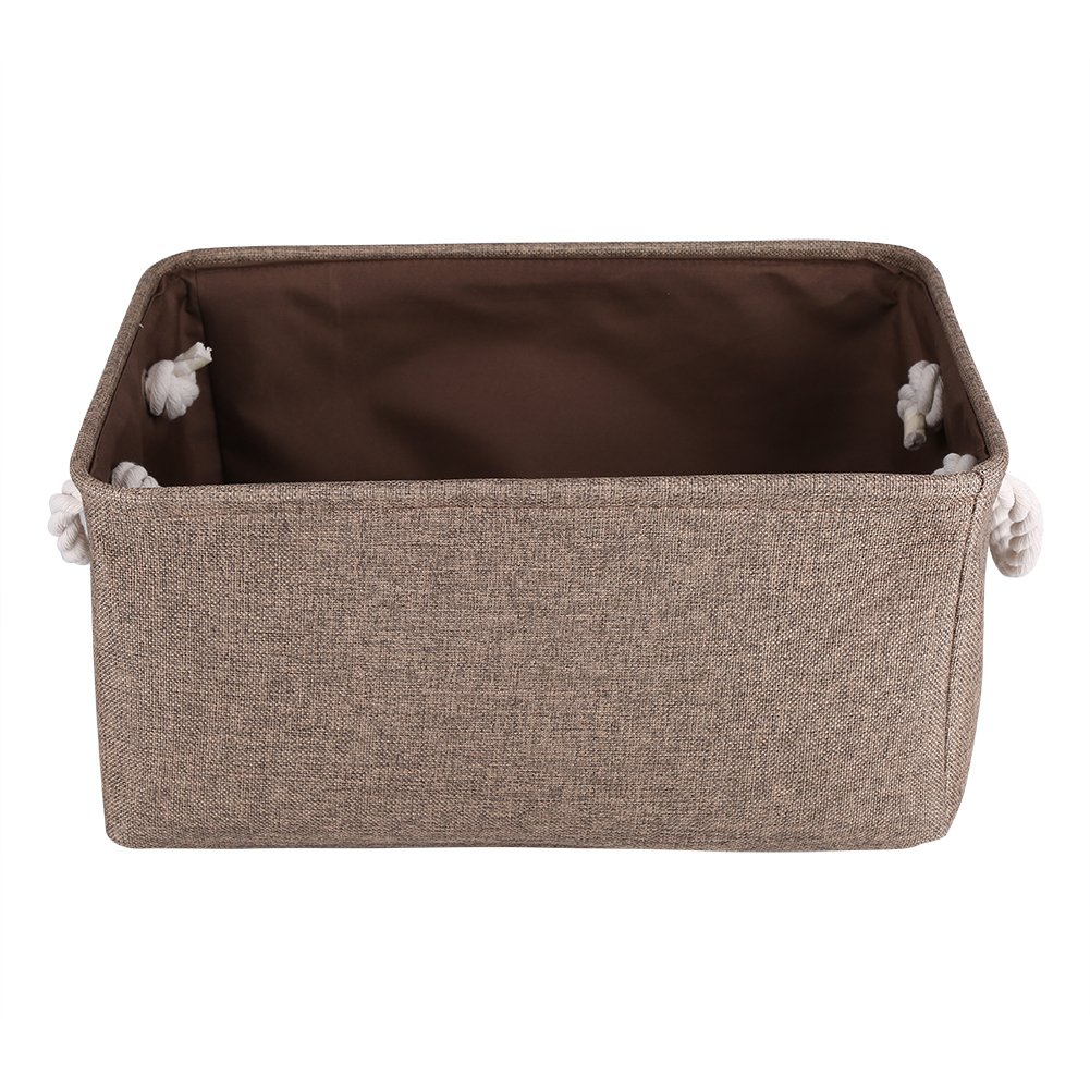 Asixx Foldable Storage Boxes, Foldable Fabric Storage Bin Basket with Cotton Rope Handle for Clothes, Shoes, T Shirt, Skirt, Socks, Toys, Sundries(Brown)