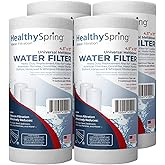 American Made, Sediment Water Filter, 10" x 4.5", Replacement for Pentair Pentek DGD-5005, GE&reg; GXWH40L, GXWH35F, Culligan&reg; RFC-BBSA, 3M&reg; Aqua-Pure&reg; AP810, 5 Micron, Pack of 4