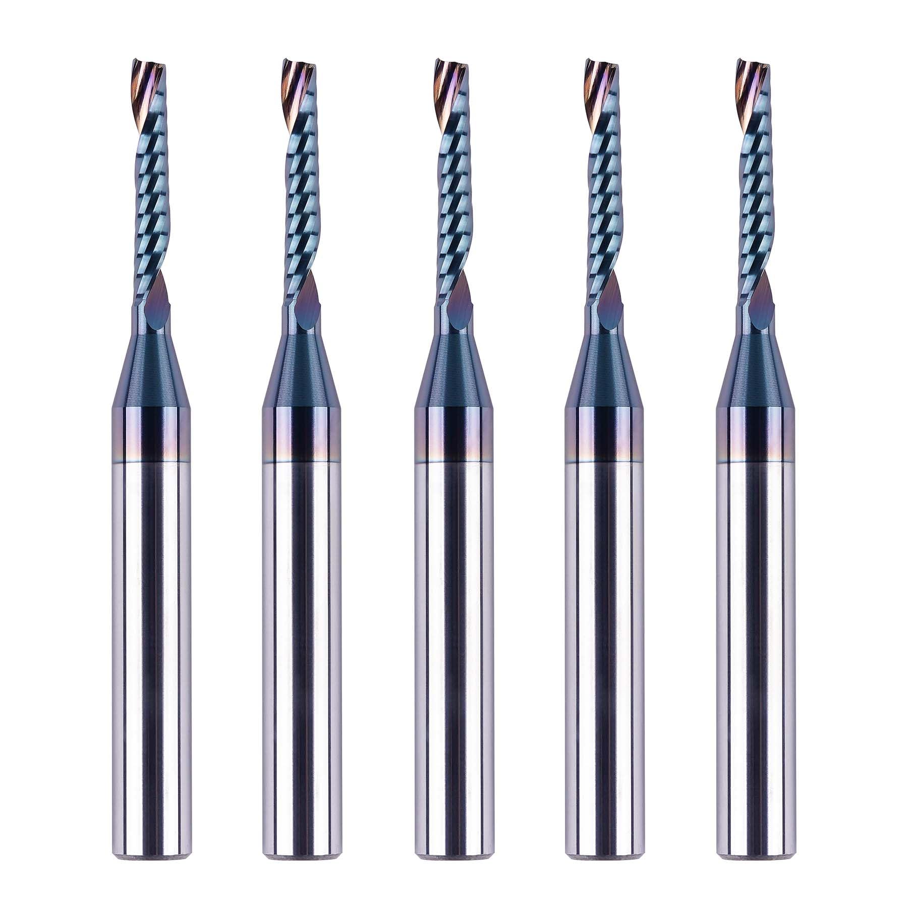 SpeTool 5PCS Carbide O Flute Spiral Router Bit 1/8