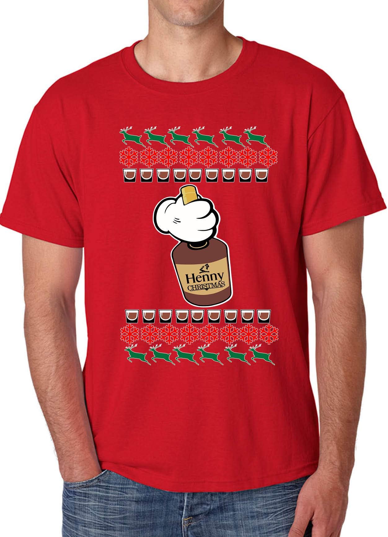 Men's T Shirt Henny Christmas Ugly Xmas Shirt Trendy Gift Cute Tshirt (M, Red)