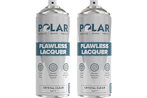 POLAR SPECIALIST COATINGS Polar Clear Matte Flawless Lacquer Spray - 2 x 13.5 Fl Oz - Clear Coat Spray Paint - Non-Yellowing & Scratch Resistant - Interior & Exterior Surfaces for Wood, Metal, Plastics, Glass & Ceramics