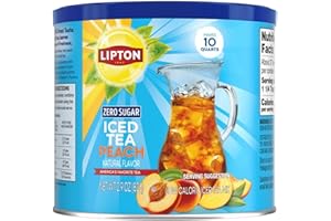 Lipton Zero Sugar Iced Tea Mix, Peach Flavor Black Iced Tea, Makes 10 Quarts
