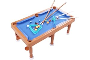 Mini Pool Table for Kids, Multifunctional Tabletop Pool Table Toy Portable Small Billiards Game with 16 Balls, 2 Sticks and T