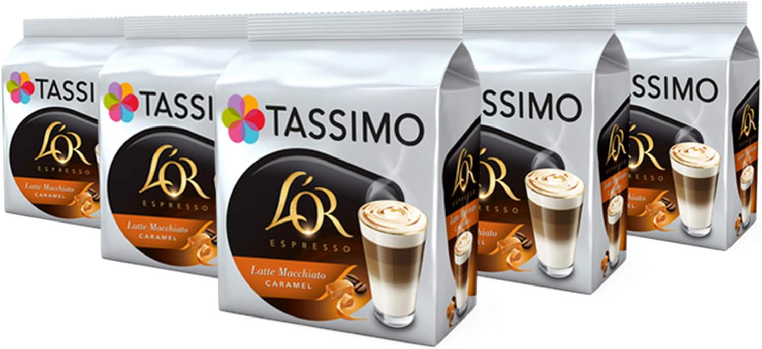 TASSIMO L'Or Latte Macchiato Caramel Coffee 8 Servings Pack of 5
