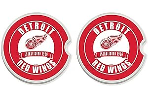 Fan Creations Detroit Red Wings NHL Car Coasters | Removable Absorbent Ceramic Vehicle Cup Holder Inserts | Official Team Log