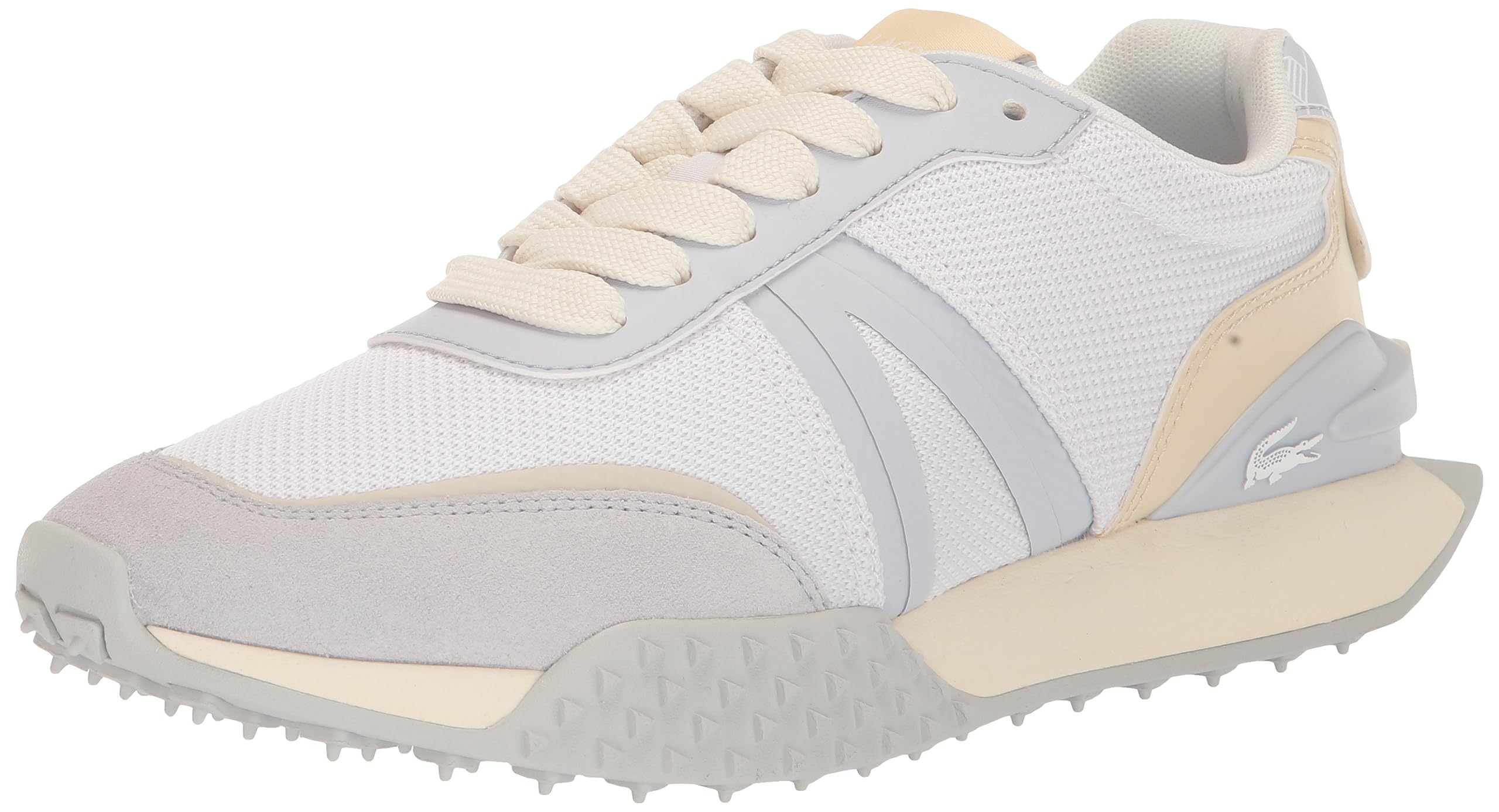 Lacoste Women’s L-Spin Deluxe Sneaker, WHT/LT TRQS, 7