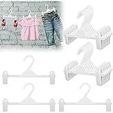 Weysat 20 Pack White Kids Pants Hangers with Adjustable Clips - 11 Inch Children's Closet Hangers for Pants, Skirts, Socks, Coats