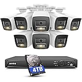 ANNKE 12MP Security Camera System, 16CH NVR Recorder with AI Motion Detection, 8pcs IP PoE Cams with Color Night Vision, Built-in Mic, Compatible with Alexa for Home Business Surveillance, 4TB HDD