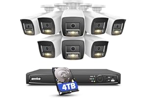 ANNKE 12MP Security Camera System, 16CH NVR Recorder with AI Motion Detection, 8pcs IP PoE Cams with Color Night Vision, Built-in Mic, Compatible with Alexa for Home Business Surveillance, 4TB HDD