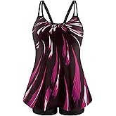 NIeyook Womens Plus Size Tankini Swimsuit Two Piece Bathing Suit Flowy Swim Tops with Boy Shorts 2025 Modest Swimwear