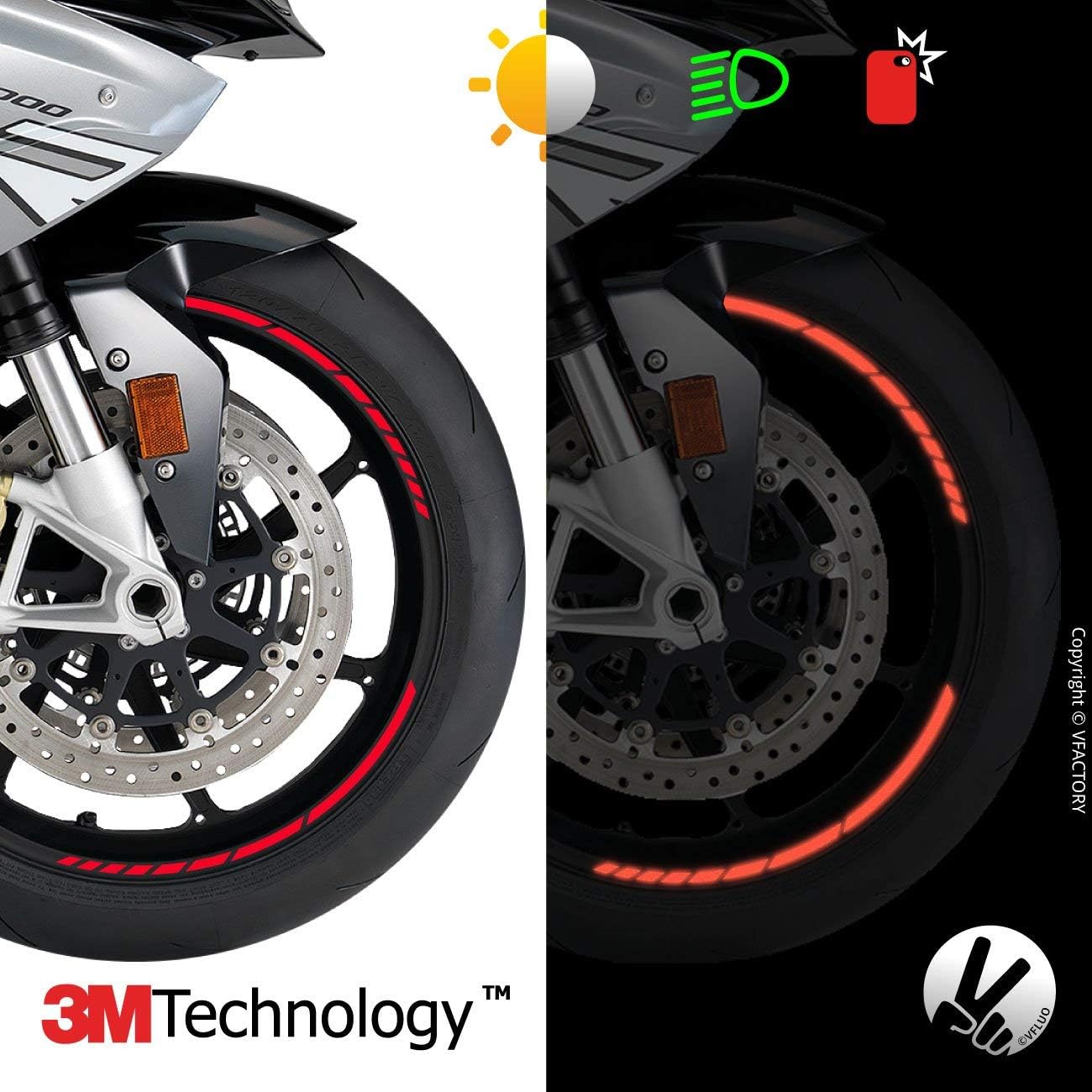 Jaune Kit Bandes Jantes Moto Retro Reflechissantes 3m Technology 1 Roue Vfluo Gp Design Liseret Largeur Xl 10 Mm Auto Et Moto Motos Accessoires Et Pieces