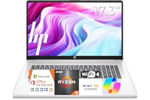HP 惠普 17.3 英寸商务笔记本电脑 • 2026 版 • AMD 锐龙 5 CPU • 16GB RAM • 512GB SSD • 大屏幕 • 电池寿命长 • Windows 11 带 Office 365 适用于 Web